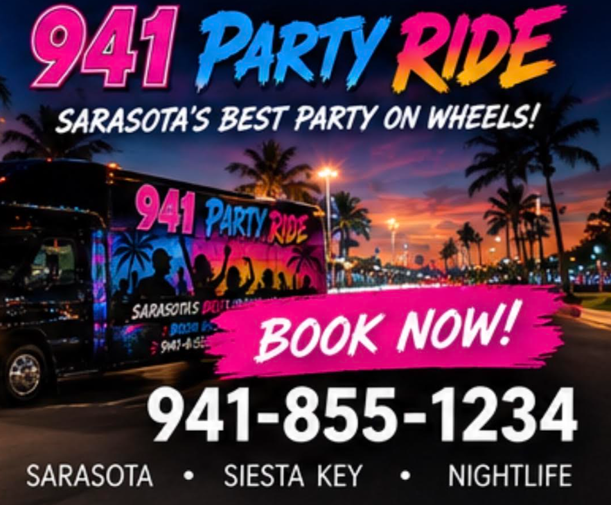 Neon party bus Sarasota nightlife bachelorette