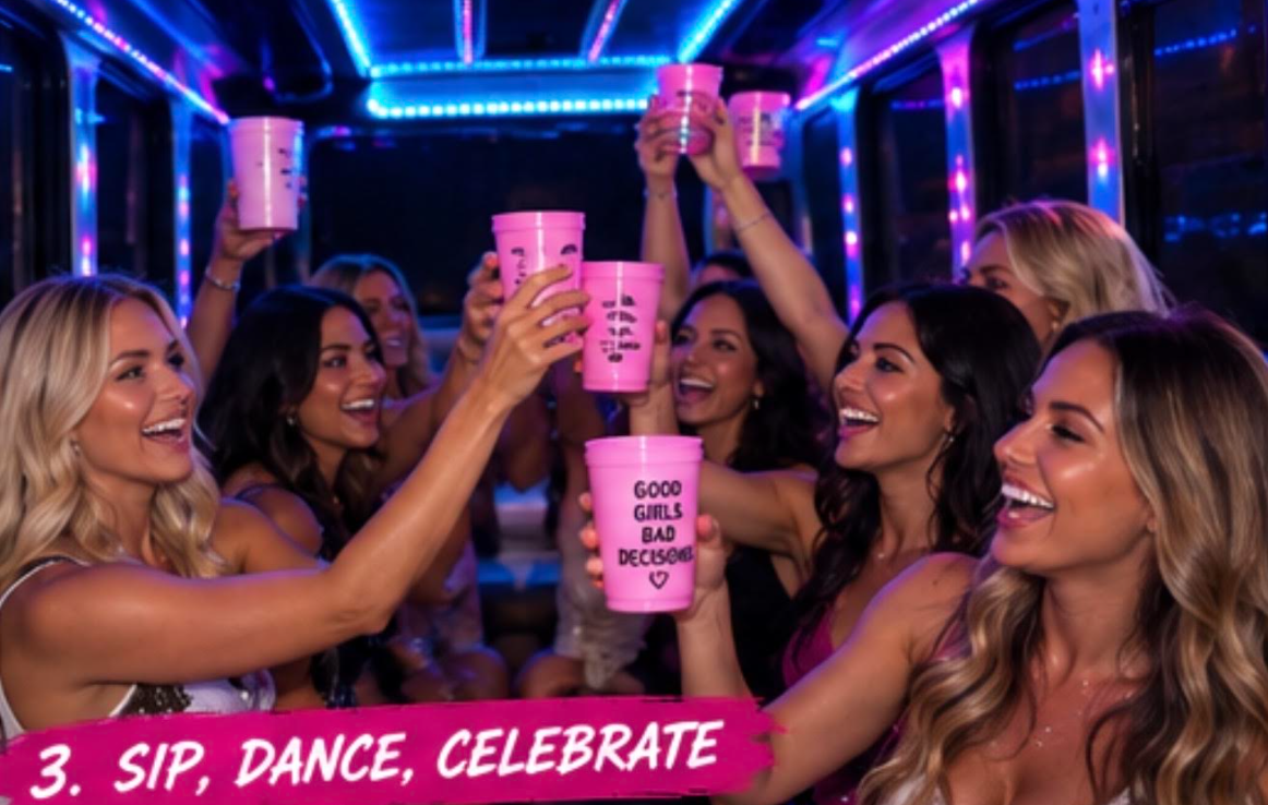 Party crew celebrating on the 941 Party Ride bus